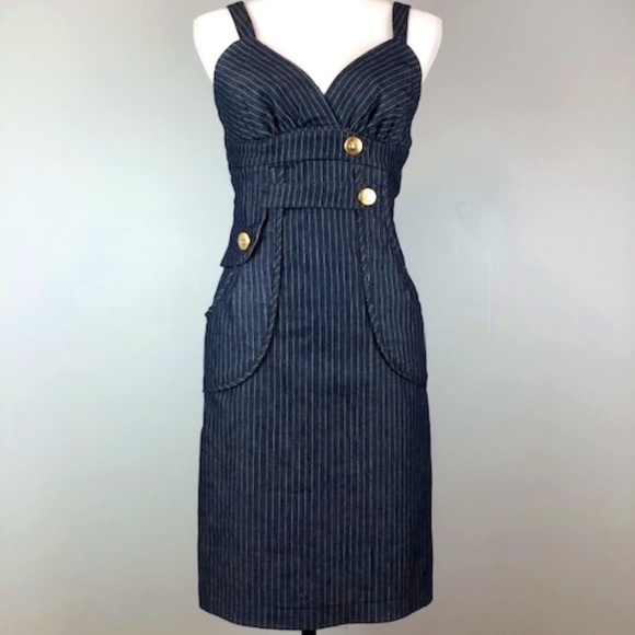 Voom by Joy Han Dresses & Skirts - Voom by Joy Han Dark Blue Midi Dress V Neck Sz M